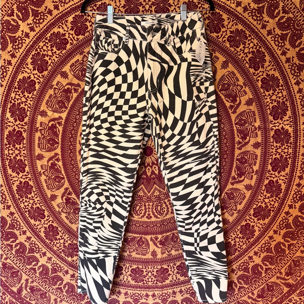 PacSun Black and White Patterned Skinny Jeans